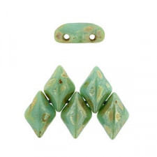 Matubo GemDuo Beads 8x5mm Green turquoise - silver picasso